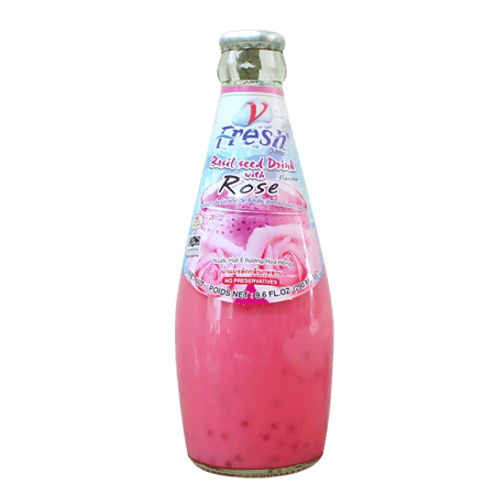 น้ำกุหลาบ แมงลัก(Basil Seed drink with Rose Flavor) Juice
