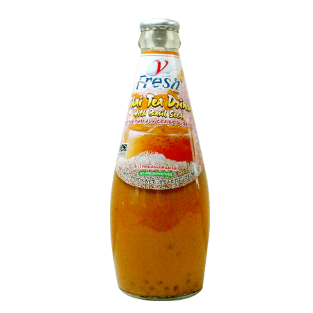 น้ำชาไทย แมงลัก(Thai Tea Drink with Basil Seed) Juice